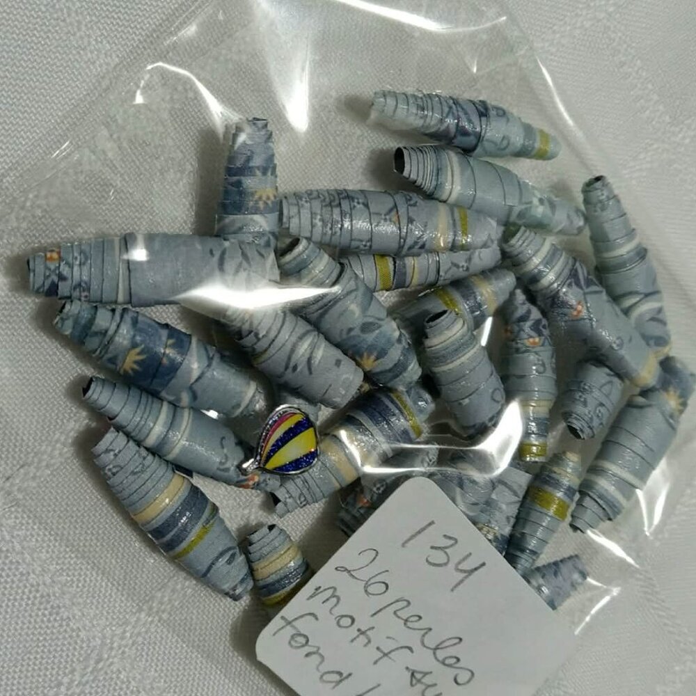 One-of-a-kind handmade/hand rolled paper beads/jewelry making/craft supplies/DIY
